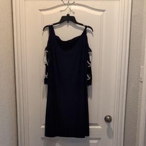MSK Navy Blue Sheath Cocktail Dress Sleeveless